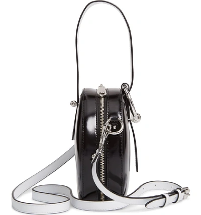 Shop Rebecca Minkoff Kate Colorblock Leather Circle Bag - Black In Black/ White