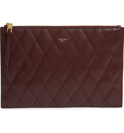 Shop Givenchy Quilted Leather Pouch In Aubergine