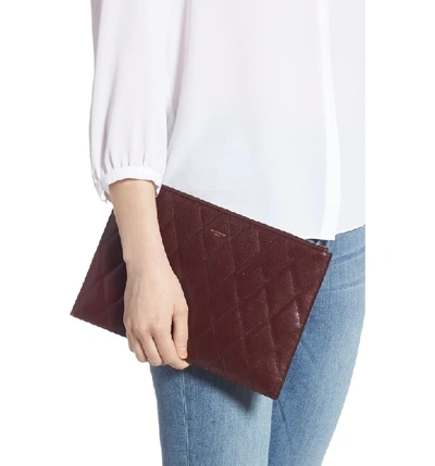 Shop Givenchy Quilted Leather Pouch In Aubergine