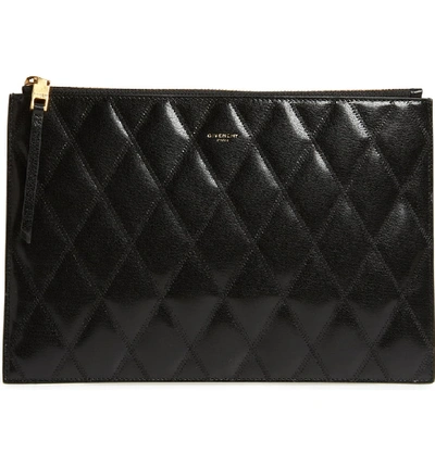 Shop Givenchy Quilted Leather Pouch In Black