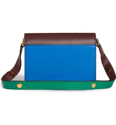 Shop Marni Small Trunk Colorblock Leather Shoulder Bag - Blue In Astral Blue/ Nougat/ Sea Green