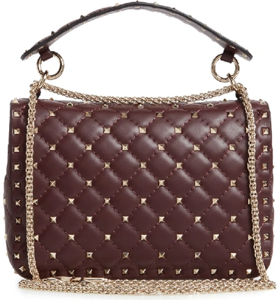 Shop Valentino Medium Rockstud Matelassé Quilted Leather Crossbody Bag In Rubin
