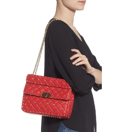 Shop Valentino Medium Rockstud Matelassé Quilted Leather Crossbody Bag In Rouge Pur