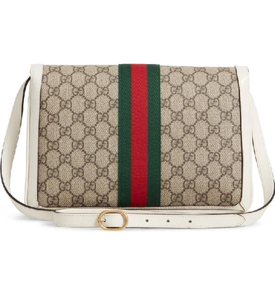 Shop Gucci Queen Margaret Gg Supreme Small Crossbody Bag In Beige Ebony/ Mystic White