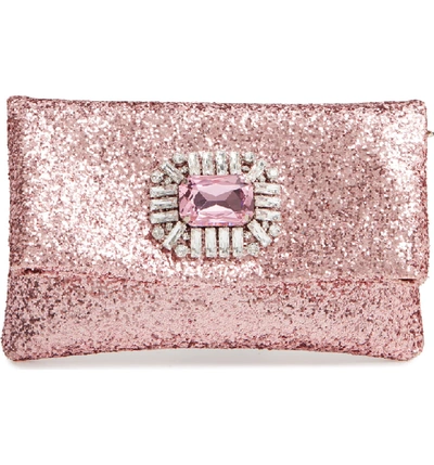 Shop Jimmy Choo Titania Galactica Glitter Clutch In Candyfloss