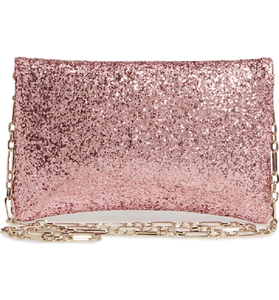 Shop Jimmy Choo Titania Galactica Glitter Clutch In Candyfloss