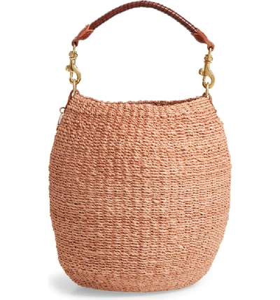 Shop Clare V Pot De Miel Top Handle Straw Basket Bag - Pink In Blush