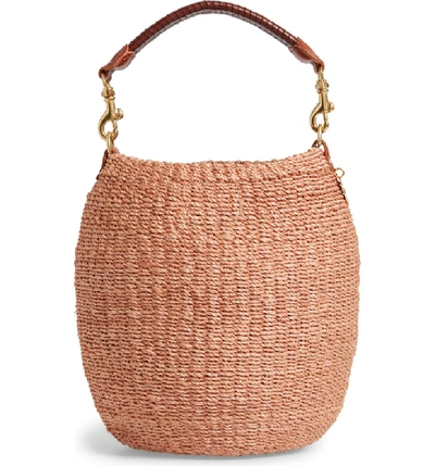 Shop Clare V Pot De Miel Top Handle Straw Basket Bag - Pink In Blush
