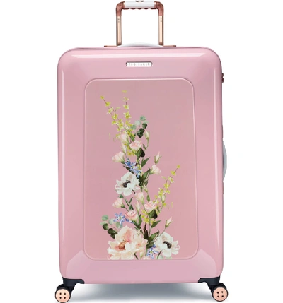 Shop Ted Baker Large Elegant Print 32-inch Hard Shell Spinner Suitcase In Pink
