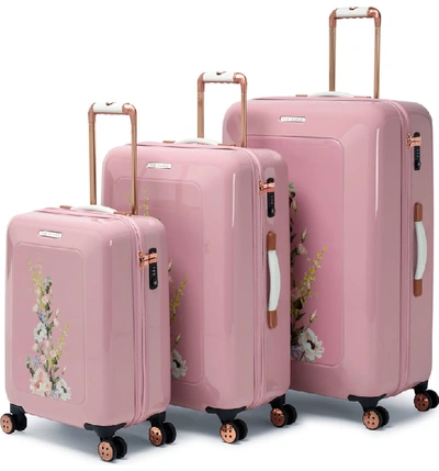 Shop Ted Baker Large Elegant Print 32-inch Hard Shell Spinner Suitcase In Pink