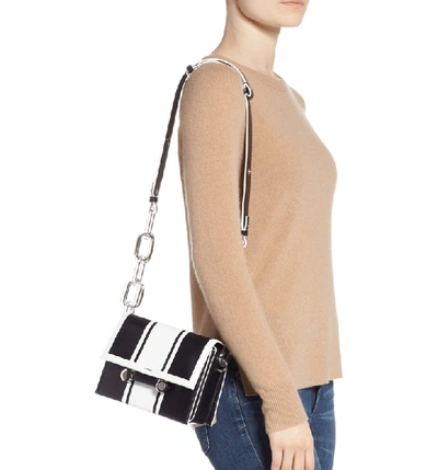 Shop Marni Caddy Racing Stripe Leather Shoulder Bag - Black In Black/ Stone White