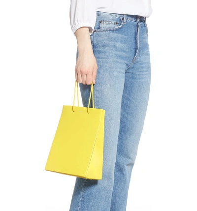 Shop Medea Prima Tall Calfskin Leather Bag In Yellow