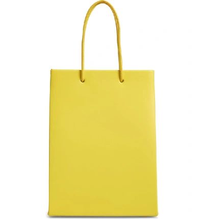 Shop Medea Prima Tall Calfskin Leather Bag In Yellow