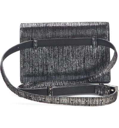 Shop Saint Laurent Kate Lame Lambskin Leather Belt Bag In Noir/ Platine