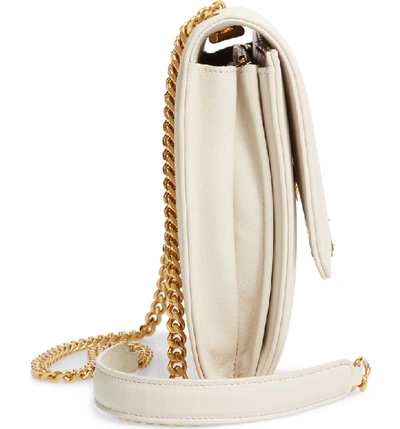 Shop Saint Laurent Small Vicky Leather Wallet On A Chain In Cremasoft