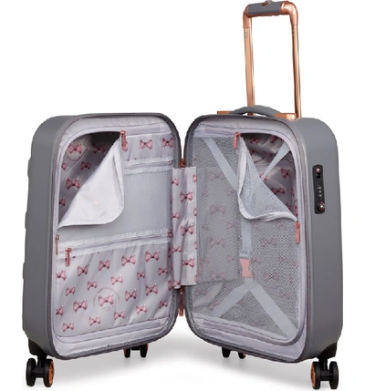 Ted Baker Small Beau 22 inch Bow Embossed Four wheel Trolley Suitcase Grey ModeSens