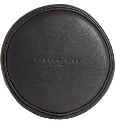 Shop Simon Miller Bonsai 15 Calfskin Leather Bucket Bag - Black In Black With White Stitching