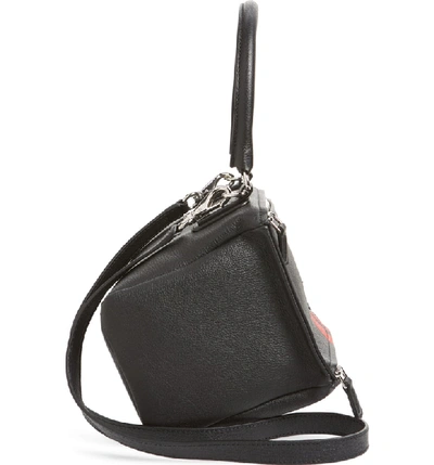 Shop Givenchy Small Pandora Stripe Leather Satchel - Black In Black / Red