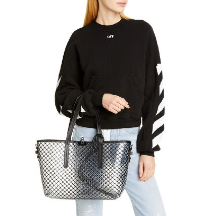 Shop Off-white Net Pvc Shopper In Black