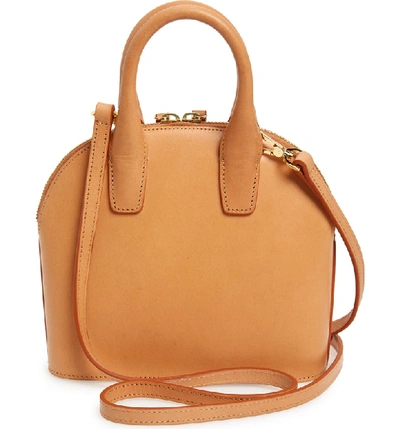 Shop Mansur Gavriel Mini Top Handle Rounded Leather Bag - Brown In Cammello/ Rosa