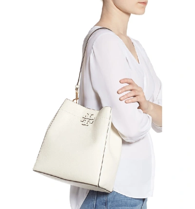 Shop Tory Burch Mcgraw Leather Hobo - Ivory In New Ivory