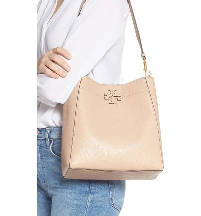 Shop Tory Burch Mcgraw Leather Hobo In Devon Sand