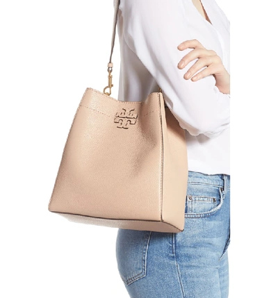 Shop Tory Burch Mcgraw Leather Hobo In Devon Sand