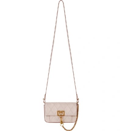 Shop Givenchy Mini Pocket Quilted Convertible Leather Bag - Pink In Pale Pink