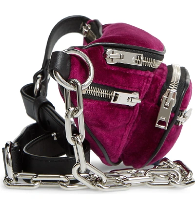 Shop Alexander Wang Attica Mini Velvet Fanny Pack - Pink In Magenta