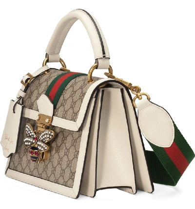 Shop Gucci Queen Margaret Gg Top Handle Satchel In Beige Ebony/ Mystic White