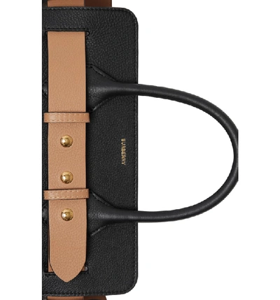 Shop Burberry Small Belt Triple Stud Leather Satchel - Black