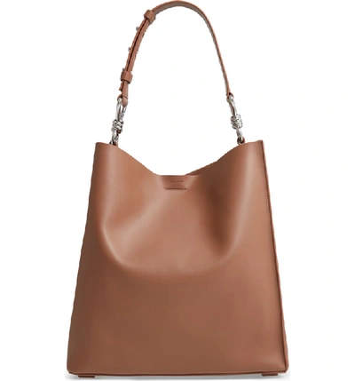 Shop Allsaints Captain Leather Tote - Brown In Milk Chocolate