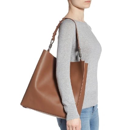 Shop Allsaints Captain Leather Tote - Brown In Milk Chocolate