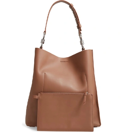 Shop Allsaints Captain Leather Tote - Brown In Milk Chocolate