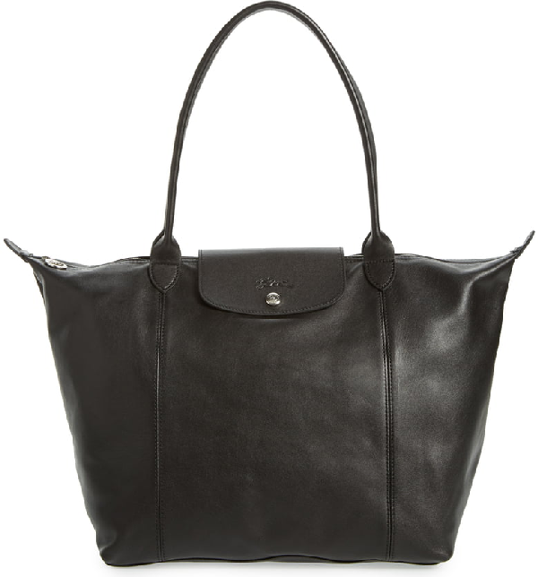 Longchamp Le Pliage Cuir Leather Tote - Black (nordstrom Exclusive) |  ModeSens