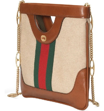 Shop Gucci Gg Vintage Canvas & Leather Shoulder Bag In Sand/ Cuir/ Vert Red
