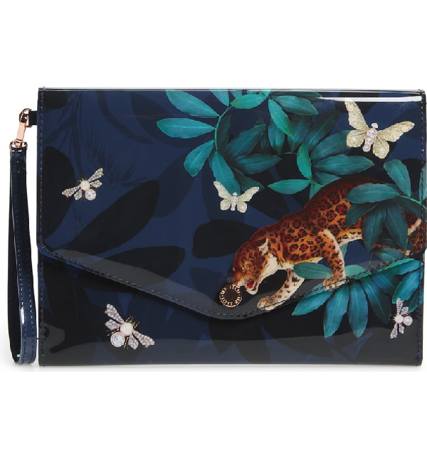 ted baker navy blue clutch bag