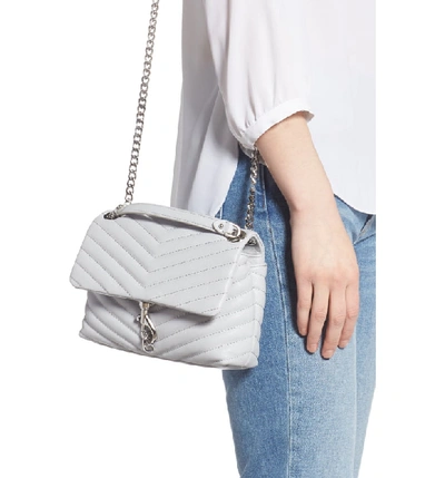 Shop Rebecca Minkoff Edie Quilted Leather Crossbody Bag In Ice Grey