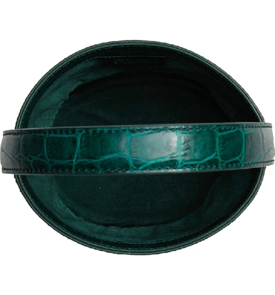 Shop Staud Bissett Croc Embossed Leather Bucket Bag - Green In Jade