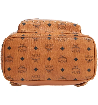 Mcm Small Stark Outline Stud Leather Backpack In Cognac