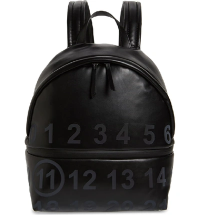 Shop Maison Margiela Medium Number Print Faux Leather Backpack In Black