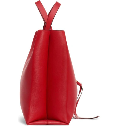 Shop Valentino V-ring Leather Tote In Rouge Pur/ Rouge Pur