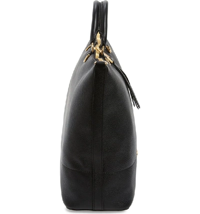 Shop Moschino Logo Pebbled Leather Tote In Black