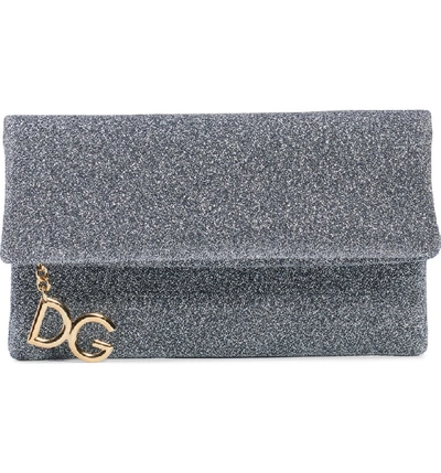 Shop Dolce & Gabbana Metallic Foldover Clutch - Metallic In Argento Scuro