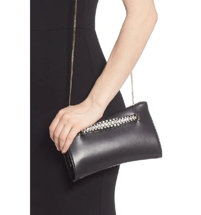 Shop Jimmy Choo Nappa Leather Clutch With Crystal Bracelet Handle In Black