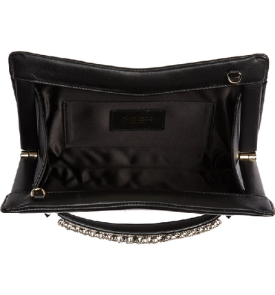 Shop Jimmy Choo Nappa Leather Clutch With Crystal Bracelet Handle In Black