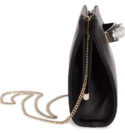 Shop Jimmy Choo Nappa Leather Clutch With Crystal Bracelet Handle In Black