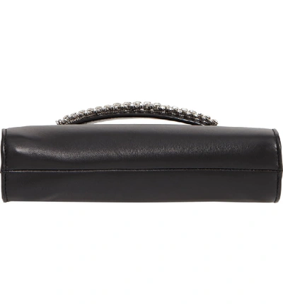 Shop Jimmy Choo Nappa Leather Clutch With Crystal Bracelet Handle In Black