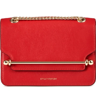 Shop Strathberry Mini East/west Leather Crossbody Bag In Ruby