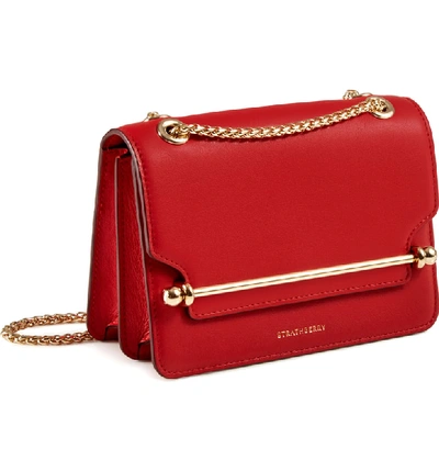 Shop Strathberry Mini East/west Leather Crossbody Bag In Ruby